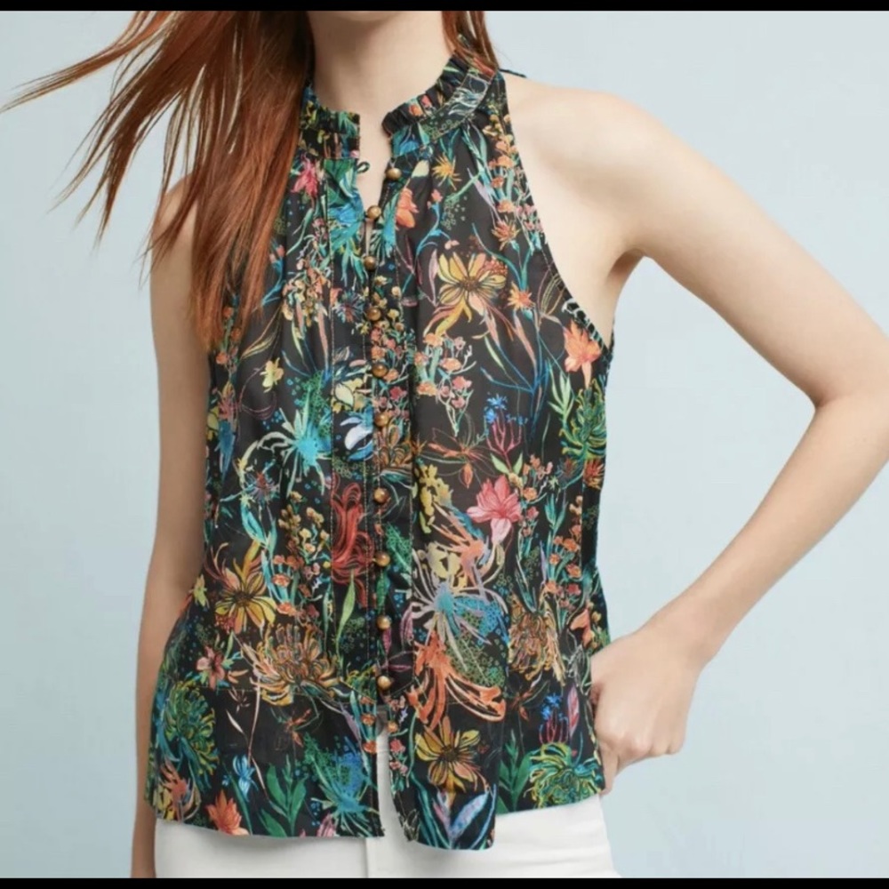 Anthropologie Maeve Botanical Prema Tank Top